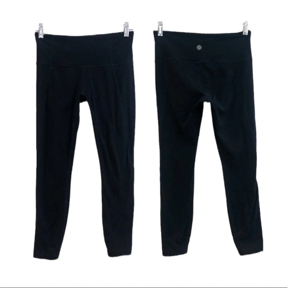 Athleta Black High Waist Athleisure Athletic Cropped Compression Leggings SP - Picture 1 of 8